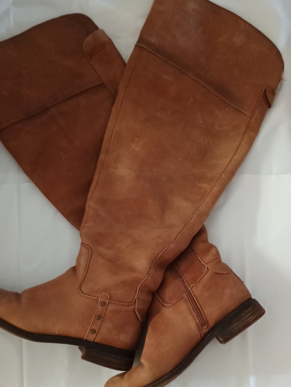 Women's Tall Tan Leather Riding Boots